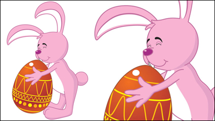 Cartoon lapin et oeuf 01 - Vector