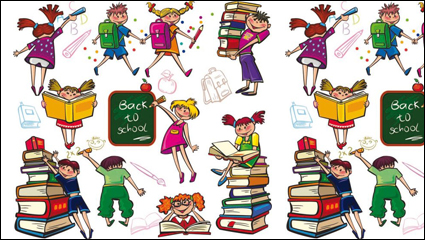 Mignon dessin anim color garçons et les filles 01 - image vectorielle
