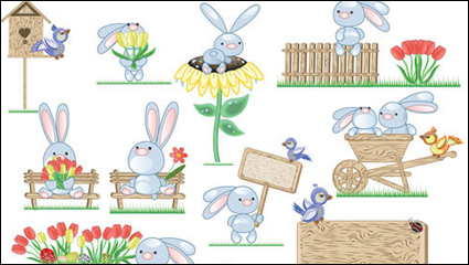 Mignon lapin de Pâques oeufs Vecteur -2