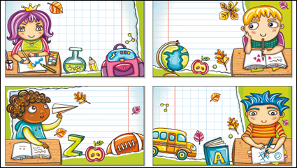 Cute cartoon color garçons et les filles 02 - image vectorielle