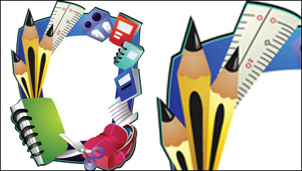 Fournitures scolaires Cartoon 04 - vecteur