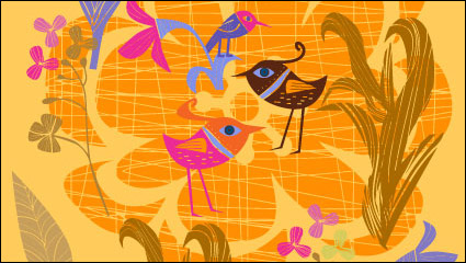 Belles fleurs peintes  la main et les oiseaux vecteur -5