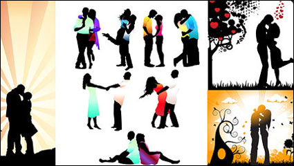Amoureux romantique silhouette matriel vecteur