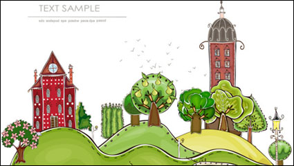 Construction de la ville de dessin anim vecteur matriel lments -1