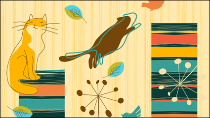 Ligne mignon art motif chat 04 - matriel vecteur