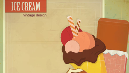 La crme glace cartoon retro 02 - matriel vecteur