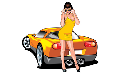 Beaut sexy et voiture de sport 04 - matriel vecteur