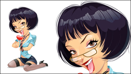 Un dessin anim femme Illustrator 02 - matriel vecteur