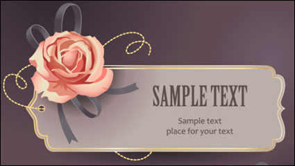 Vintage Roses Card texte modle vecteur matriel -3