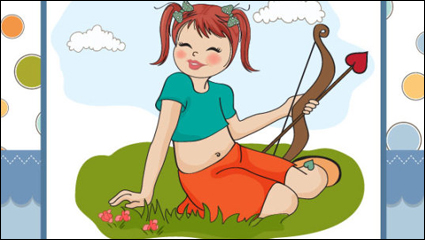 Carte fille de dessin anim 01 - vecteur matriel