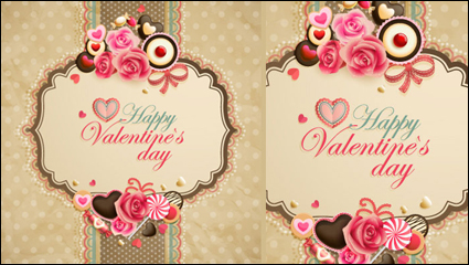 Old-fashioned Valentine cartes Vecteur -05