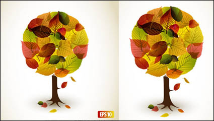 Autumn leaves matriel graphique de conception de vecteur -2