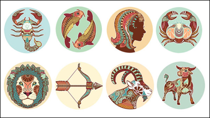 Les douze constellations motifs illustrateur - Vector