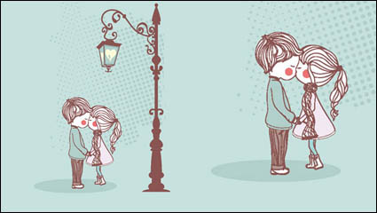 La cute couple Illustrator 01 - matriel vecteur