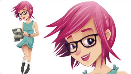 Filles Cartoon 03 - matriel vecteur