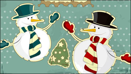 Bonhomme de neige dcoratif peinture 03 - vecteur