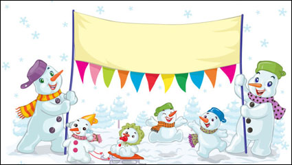 Dessin anim de Noël de bonhomme de neige 01 - matriel vecteur