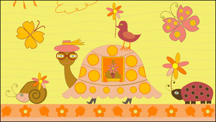 Cartoon illustration de fond 01 - matriel vecteur