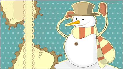 Peinture dcorative bonhomme de neige 01 - matriel vecteur