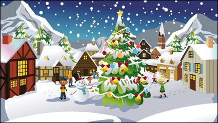 Scne de Noël Illustrator 03 - matriel vecteur