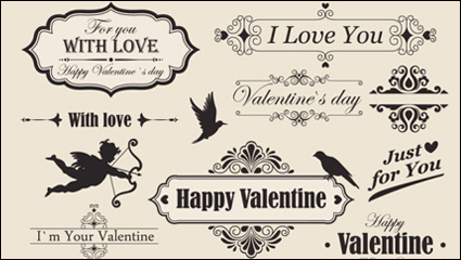 Élments la Saint-Valentin de dentelle vecteur matriel