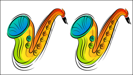 Vecteur matriel - 03 illustrations colores peintes  la main