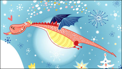 Cartoon dinosaure illustration de fond 04 - vecteur matriel