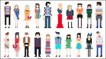 Cartoon pixel art de caractre 03 - matriel vecteur