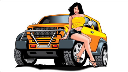 Beaut sexy et voiture de sport 05 - vecteur matriel
