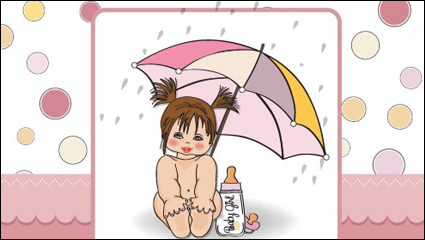 Carte fille mignonne 01 - matriel vecteur