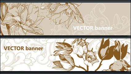 Line art floral bannire 01 - matriel vecteur