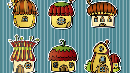 Cartoon champignons maison 01 - matriel vecteur
