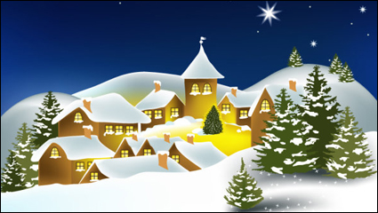 Maison de dessin anim de Noël de fond 02 - vecteur matriel