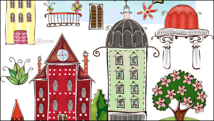 Bâtiment de dessin anim - vecteur matriel