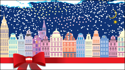 Maison de dessin anim de Noël de fond 05 - vecteur matriel