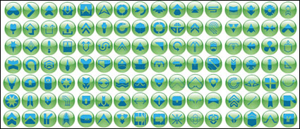 Divers symboles de la boule de cristal vert bouton icône vecteur matriel