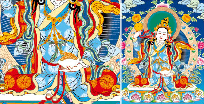 Lin tibtain Thangka mre de trois lignes de vide vecteur AI