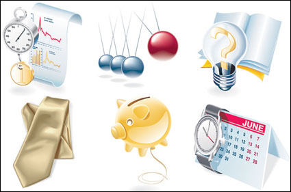 Bulbes, oignons, cravates, montres, calendrier de bureau, bloc-notes, les phoques, plume Vector matriel