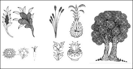 Bouddhisme oreille de maïs, de sprays mil, riz, vecteur de tilleul