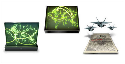 Cartes, mac, les satellites, porte-avions, des avions de combat, des chars