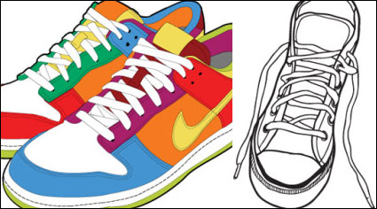 Chaussures de sport et des chaussures de toile matriel vecteur