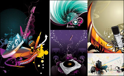 dj, haut-parleurs, micro, guitare