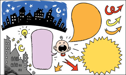 bâtiments, la nuit, la nuit, la lune, les toiles