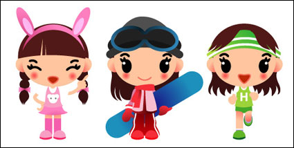 Filles planche  roulettes, course Vector