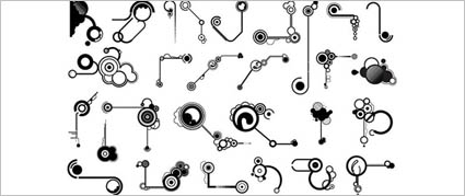 Srie du noir et blanc des lments matriels Vector Design -11 (forme en ligne)