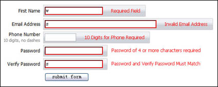 js formulaire de validation effet prompt (css + jquery)