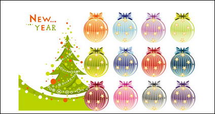 Arbres de Noël et des boules de dcoration vecteur