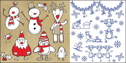 Elk, chaussettes, salopettes, charpe, ski, vecteur de dcoration