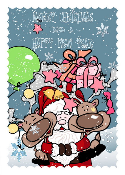 Peints  la main du Pre Noël, cadeaux, vecteur