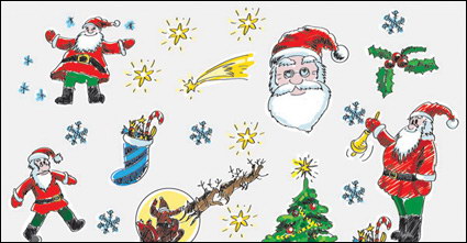 Peints  la main de Noël Cartoon Vector